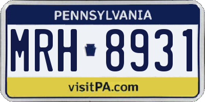 PA license plate MRH8931