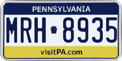 PA license plate MRH8935