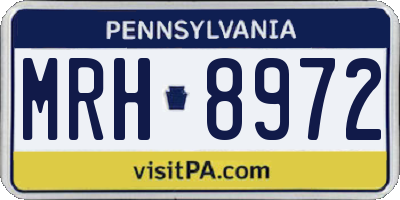 PA license plate MRH8972