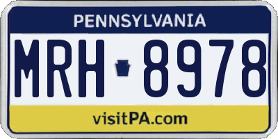 PA license plate MRH8978