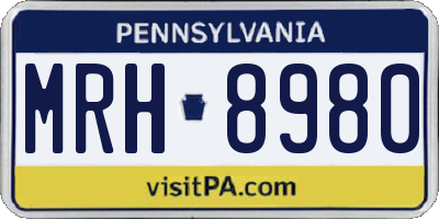 PA license plate MRH8980