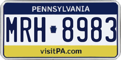 PA license plate MRH8983