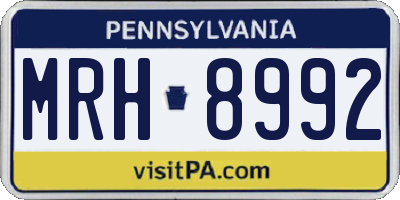 PA license plate MRH8992