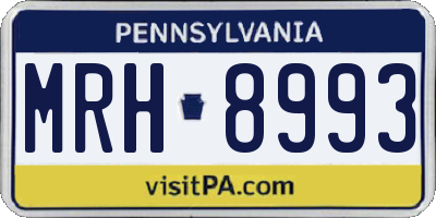 PA license plate MRH8993