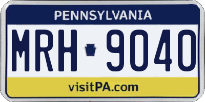 PA license plate MRH9040