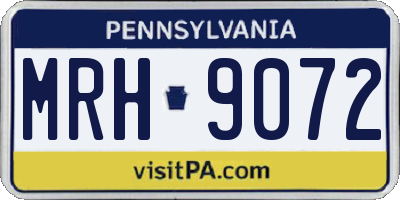 PA license plate MRH9072