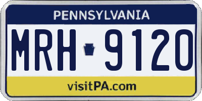 PA license plate MRH9120