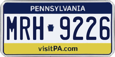 PA license plate MRH9226