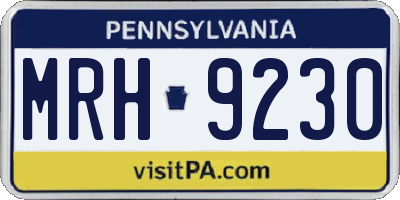 PA license plate MRH9230