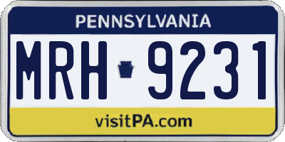 PA license plate MRH9231