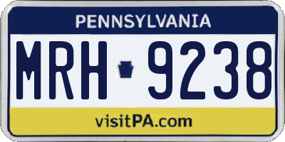 PA license plate MRH9238