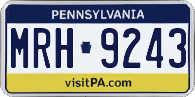 PA license plate MRH9243