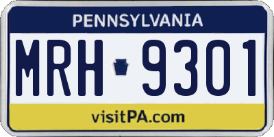 PA license plate MRH9301