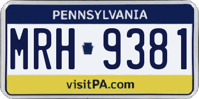 PA license plate MRH9381