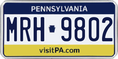 PA license plate MRH9802