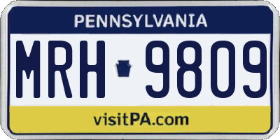 PA license plate MRH9809