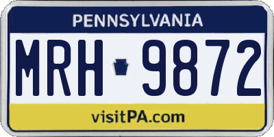 PA license plate MRH9872