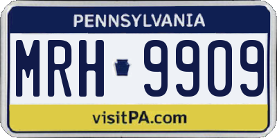 PA license plate MRH9909