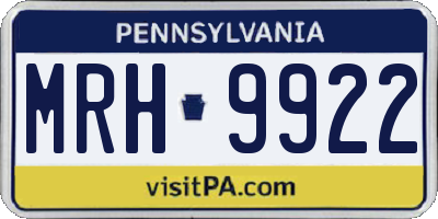 PA license plate MRH9922
