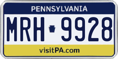 PA license plate MRH9928