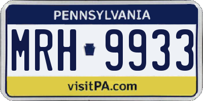 PA license plate MRH9933