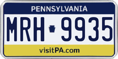PA license plate MRH9935