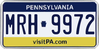 PA license plate MRH9972