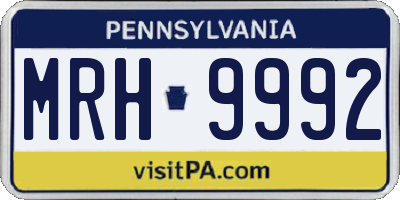 PA license plate MRH9992