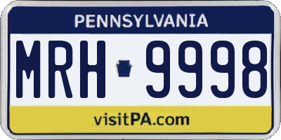 PA license plate MRH9998
