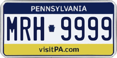 PA license plate MRH9999