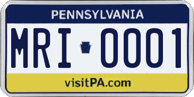 PA license plate MRI0001