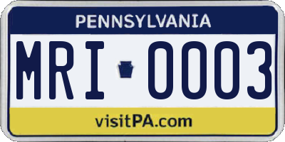 PA license plate MRI0003