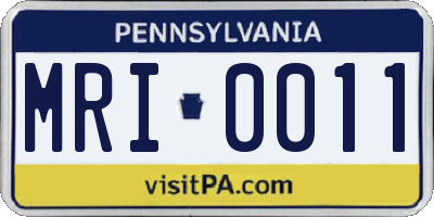 PA license plate MRI0011