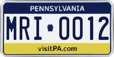 PA license plate MRI0012