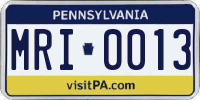 PA license plate MRI0013