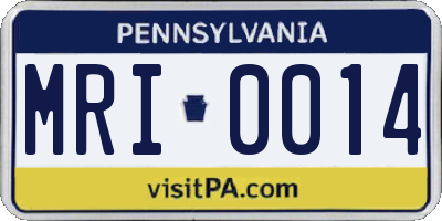 PA license plate MRI0014