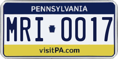 PA license plate MRI0017