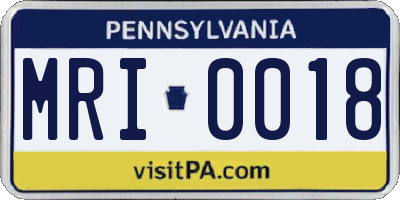 PA license plate MRI0018