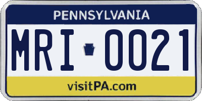 PA license plate MRI0021