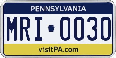 PA license plate MRI0030