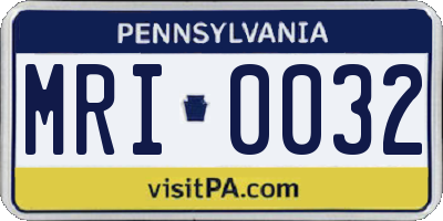 PA license plate MRI0032