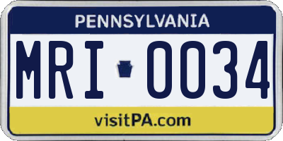 PA license plate MRI0034