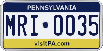 PA license plate MRI0035