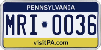 PA license plate MRI0036