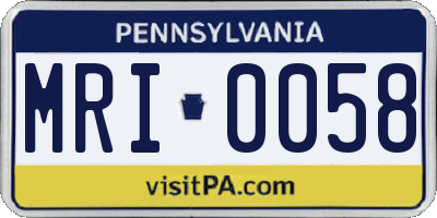 PA license plate MRI0058