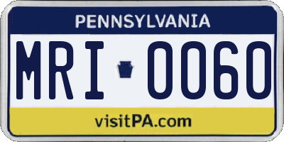 PA license plate MRI0060