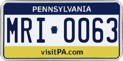 PA license plate MRI0063