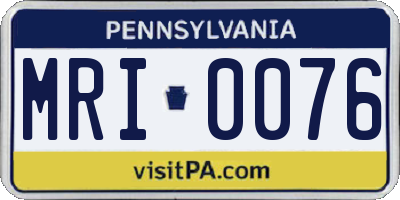 PA license plate MRI0076