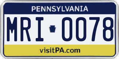 PA license plate MRI0078