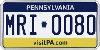 PA license plate MRI0080